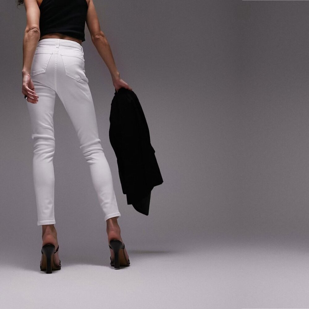 2/$30 Topshop Jamie High Rise Skinny White Ankle Cropped W25 #9313 - Picture 7 of 12